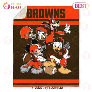 NFL Cleveland Browns Disney Mickey Mouse Quilt, Fleece Blanket, Sherpa Fleece Blanket