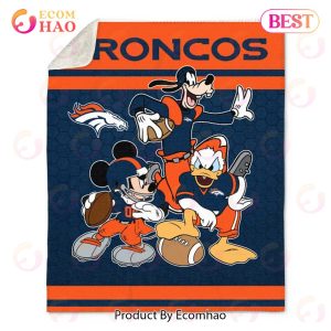 NFL Denver Broncos Disney Mickey Mouse Quilt, Fleece Blanket, Sherpa Fleece Blanket