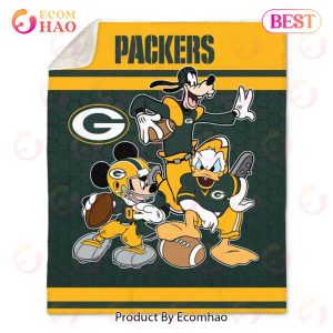 NFL Green Bay Packers Disney Mickey Mouse Quilt, Fleece Blanket, Sherpa Fleece Blanket