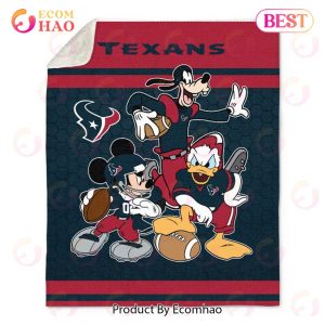 NFL Houston Texans Disney Mickey Mouse Quilt, Fleece Blanket, Sherpa Fleece Blanket