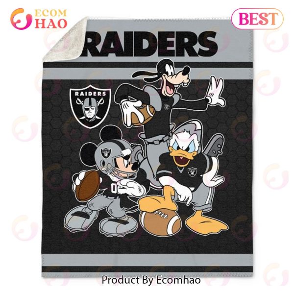 NFL Las Vegas Raiders Disney Mickey Mouse Quilt, Fleece Blanket, Sherpa Fleece Blanket
