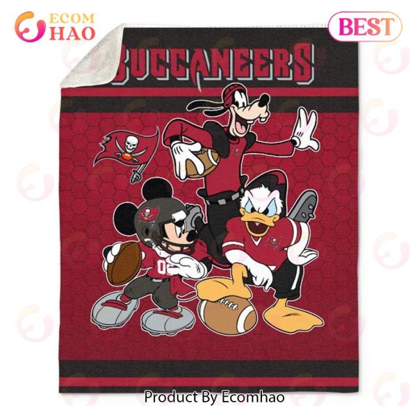 NFL Tampa Bay Buccaneers Disney Mickey Mouse Quilt, Fleece Blanket, Sherpa Fleece Blanket
