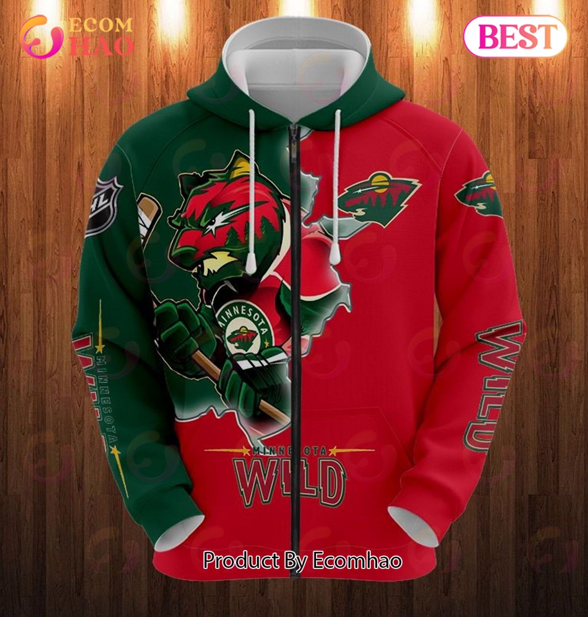 Hoodie 3D Cartoon Graphic Minnesota Wild For Men & Women