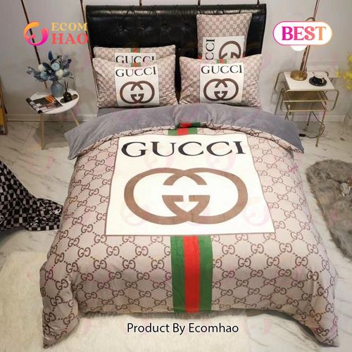 GC Beige Luxury Brand High End Bedding Set Home Decor