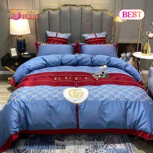 GC Blue Luxury Brand High End Bedding Set Home Decor