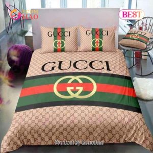 GC Brown Stripe Luxury Brand High End Bedding Set Home Decor