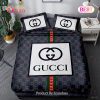 GC Navy Checkered Luxury Brand High End Bedding Set Home Decor