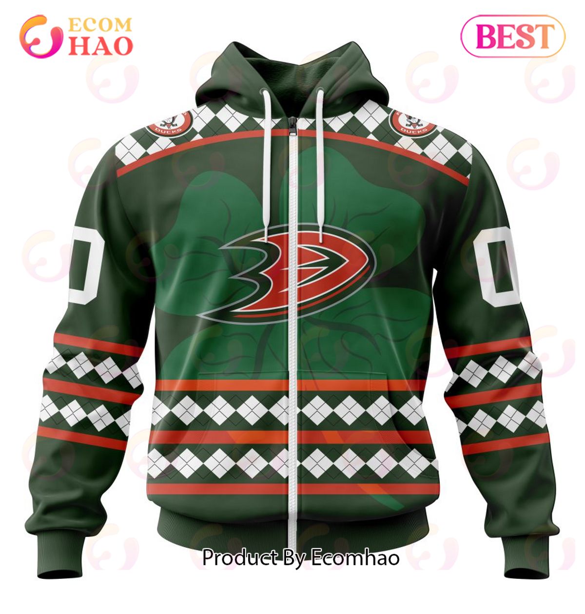 NHL Anaheim Ducks Specialized Unisex Kits Hockey Celebrate St Patrick’s Day 3D Hoodie