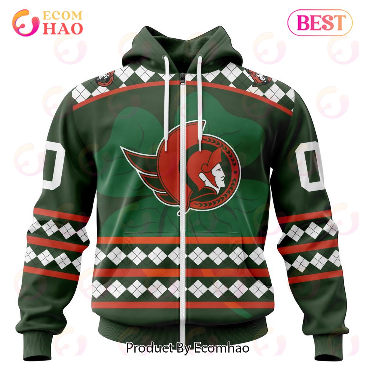 NHL Ottawa Senators Specialized Unisex Kits Hockey Celebrate St Patrick’s Day 3D Hoodie