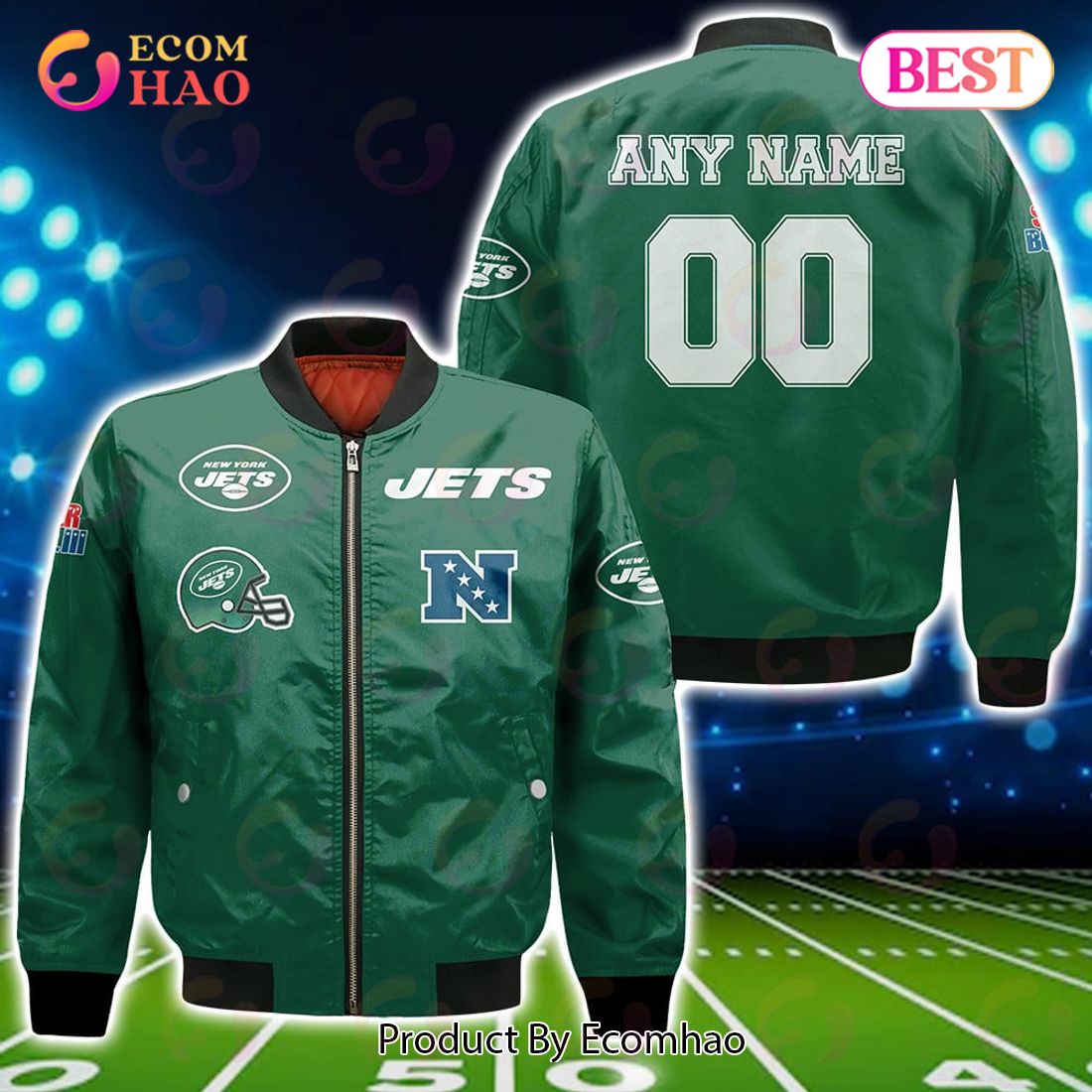 NFL New York Jets Custom Your Name & Number Bomber Jacket