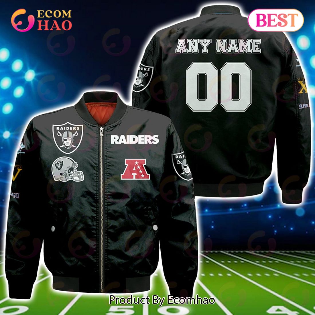 NFL Las Vegas Raiders Custom Your Name & Number Bomber Jacket