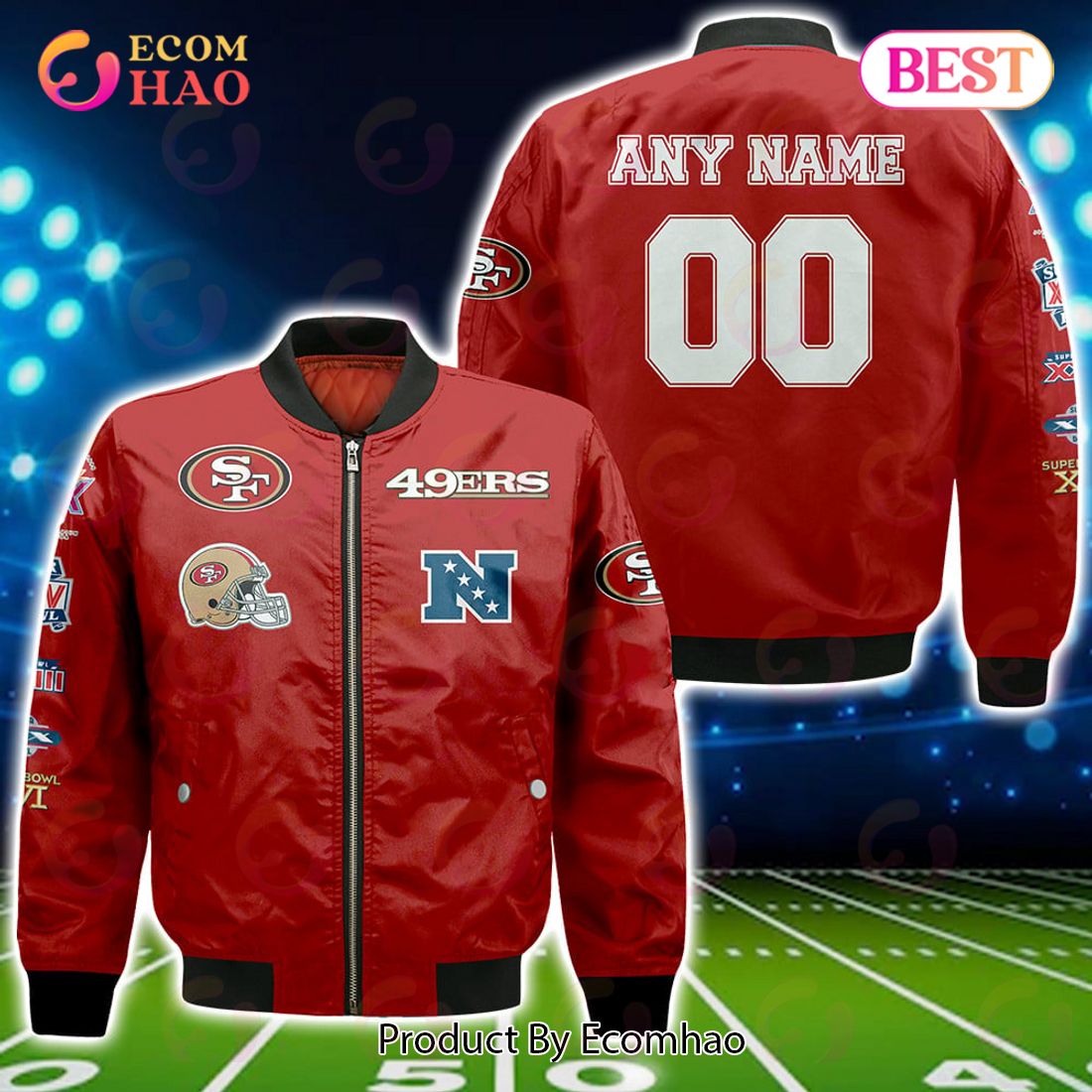 NFL San Francisco 49ers Custom Your Name & Number Bomber Jacket