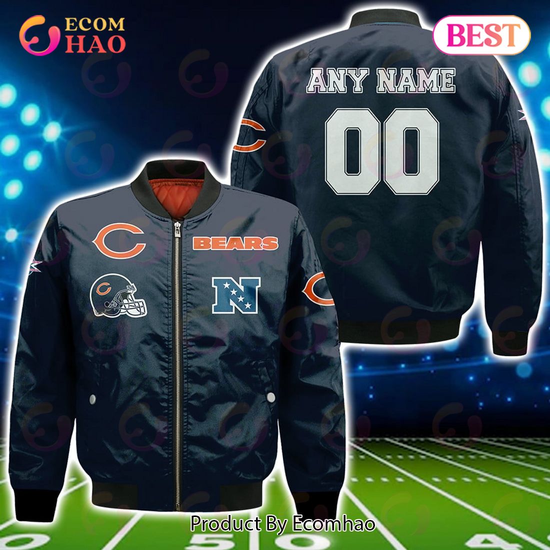 NFL Chicago Bears Custom Your Name & Number Bomber Jacket