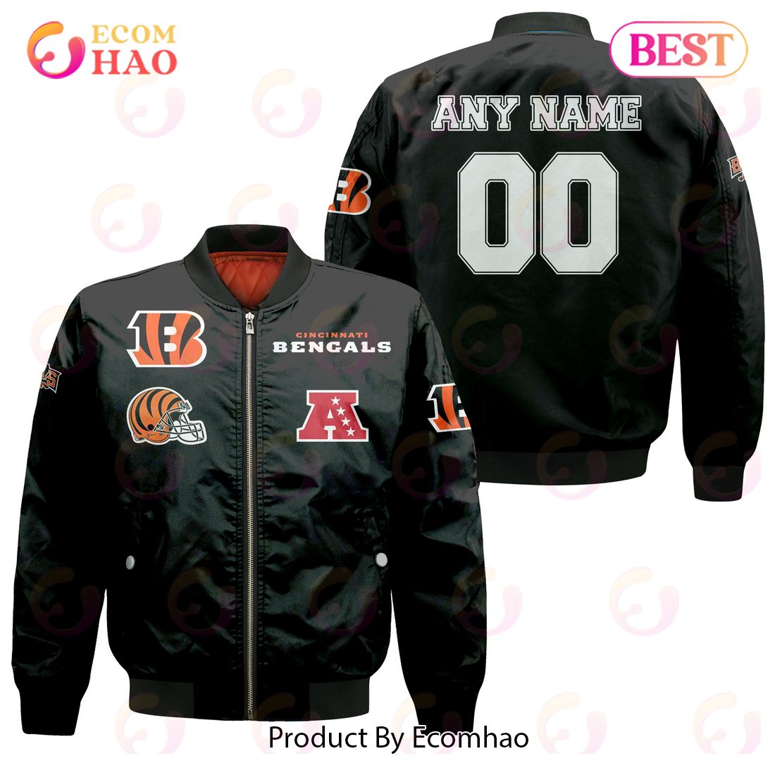 NFL Cincinnati Bengals Custom Your Name & Number Bomber Jacket