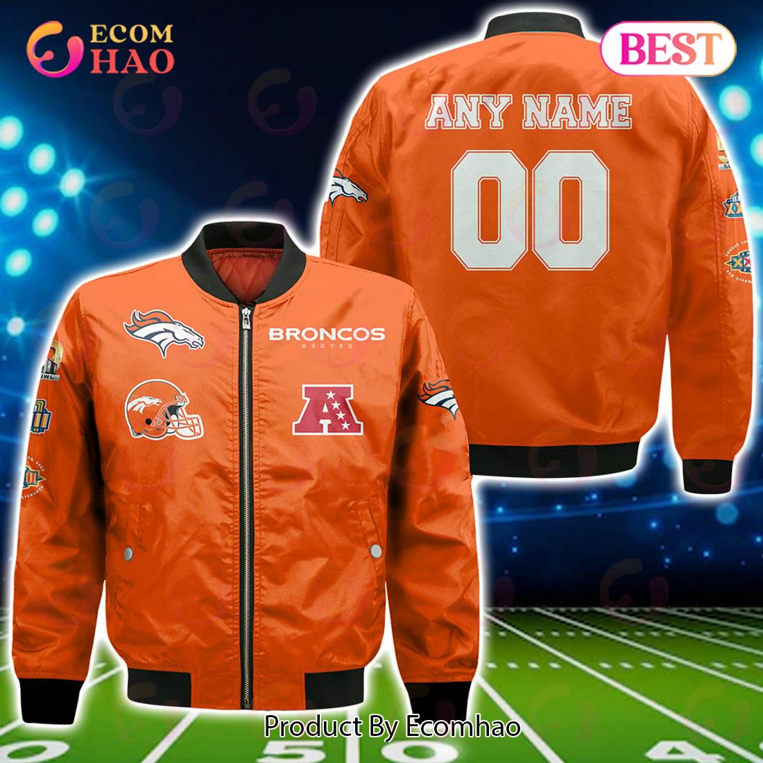NFL Denver Broncos Custom Your Name & Number Bomber Jacket