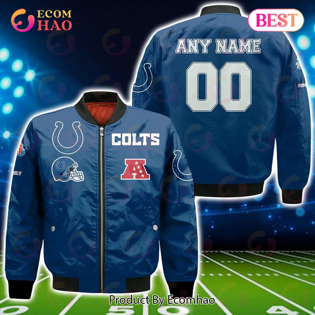 NFL Indianapolis Colts Custom Your Name & Number Bomber Jacket