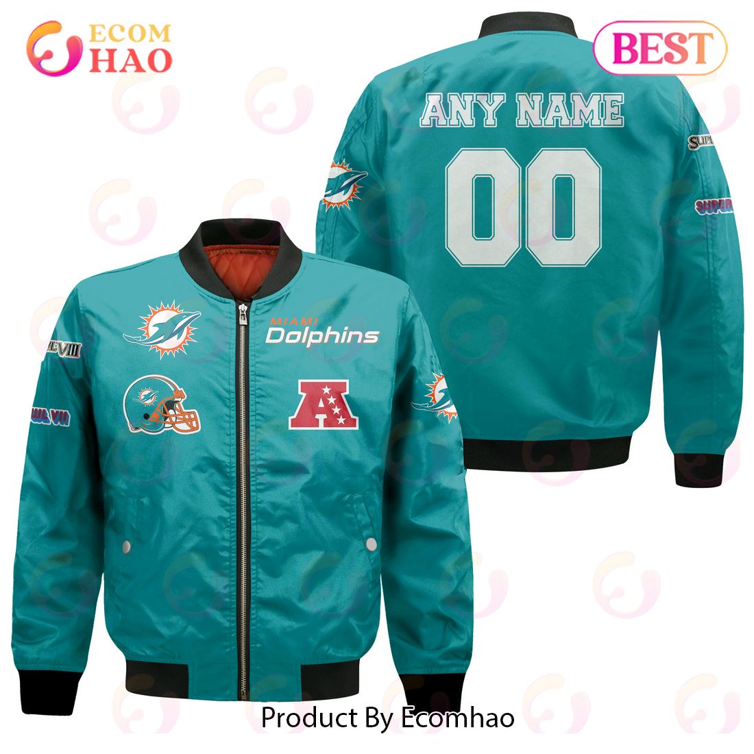 NFL Miami Dolphins Custom Your Name & Number Bomber Jacket