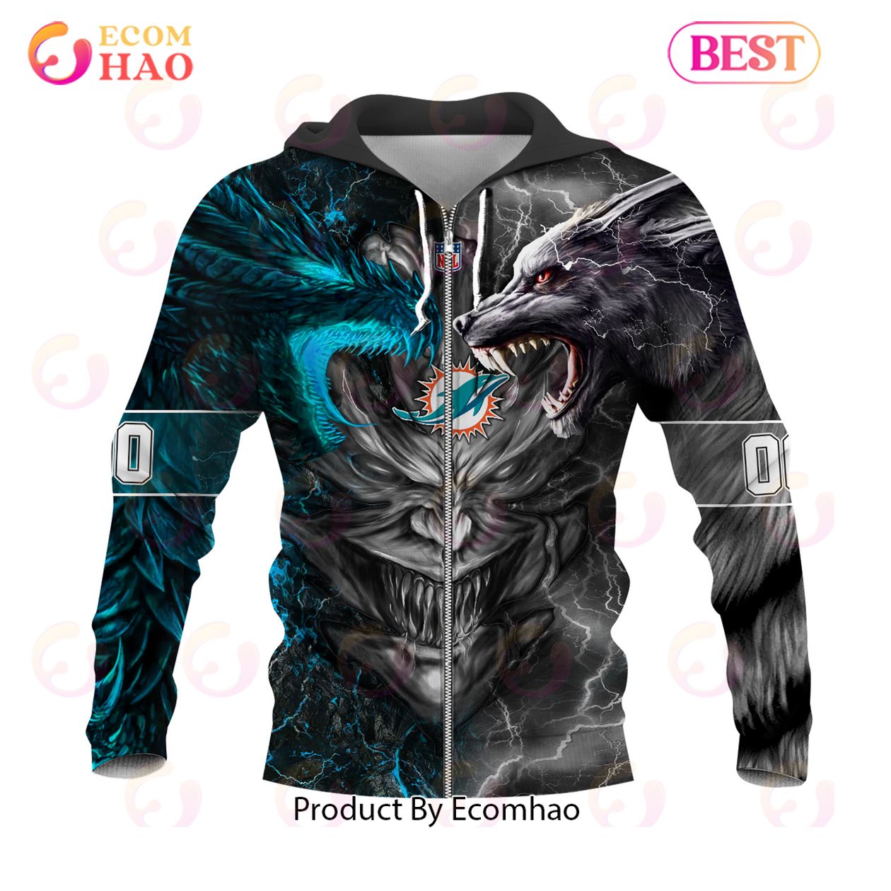 NFL Miami Dolphins Special Design Demon Face 3D Hoodie