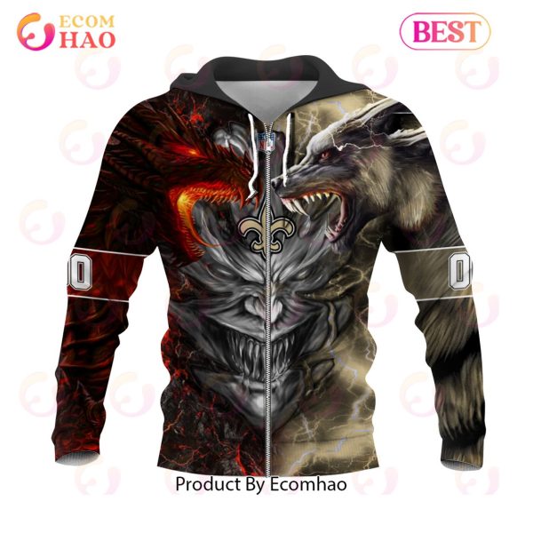 NFL New Orleans Saints Special Design Demon Face 3D Hoodie