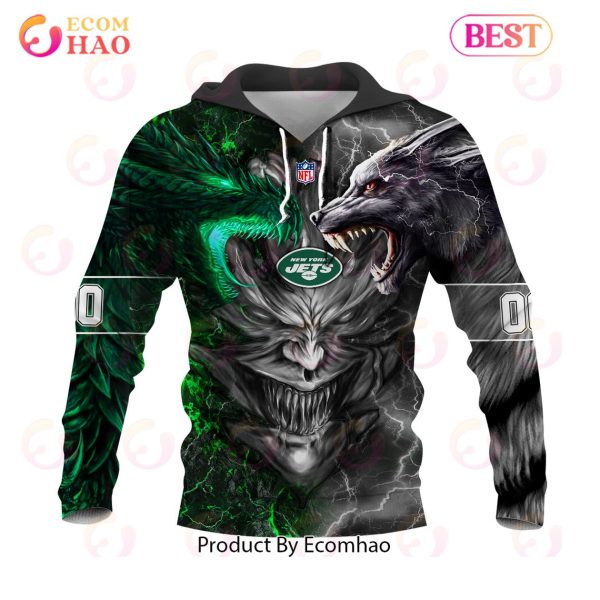 NFL New York Jets Special Design Demon Face 3D Hoodie
