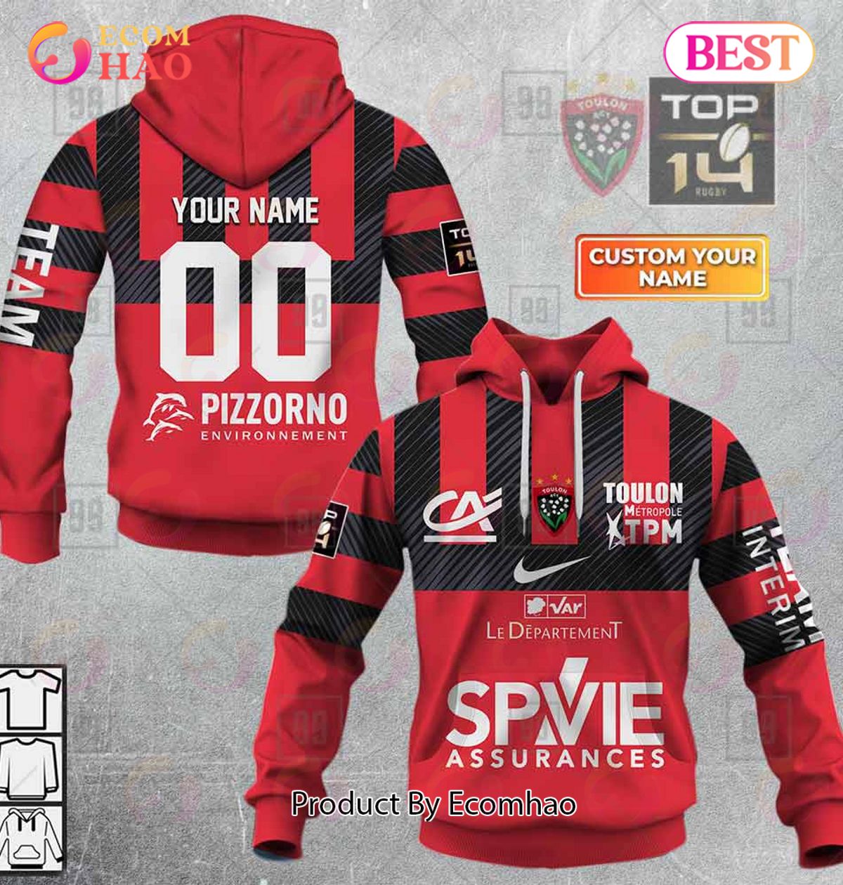 Personalized Top14 RC Toulonnais Rugby 2223 3D Hoodie
