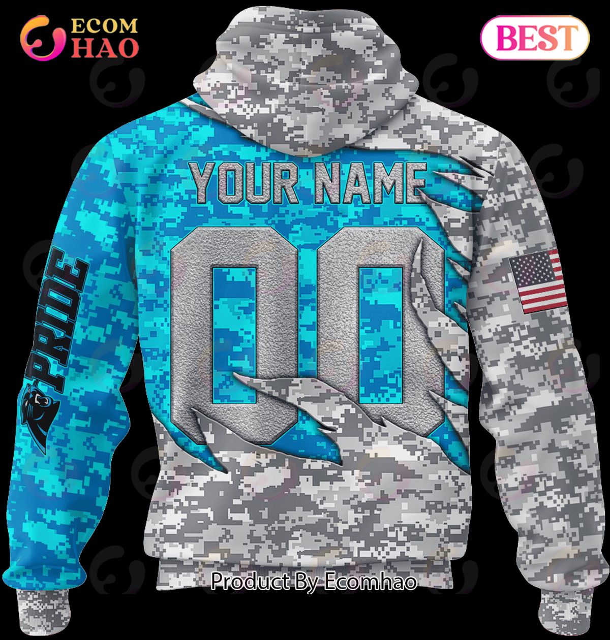 NFL Carolina Panthers Camo US 3D Hoodie - Ecomhao Store