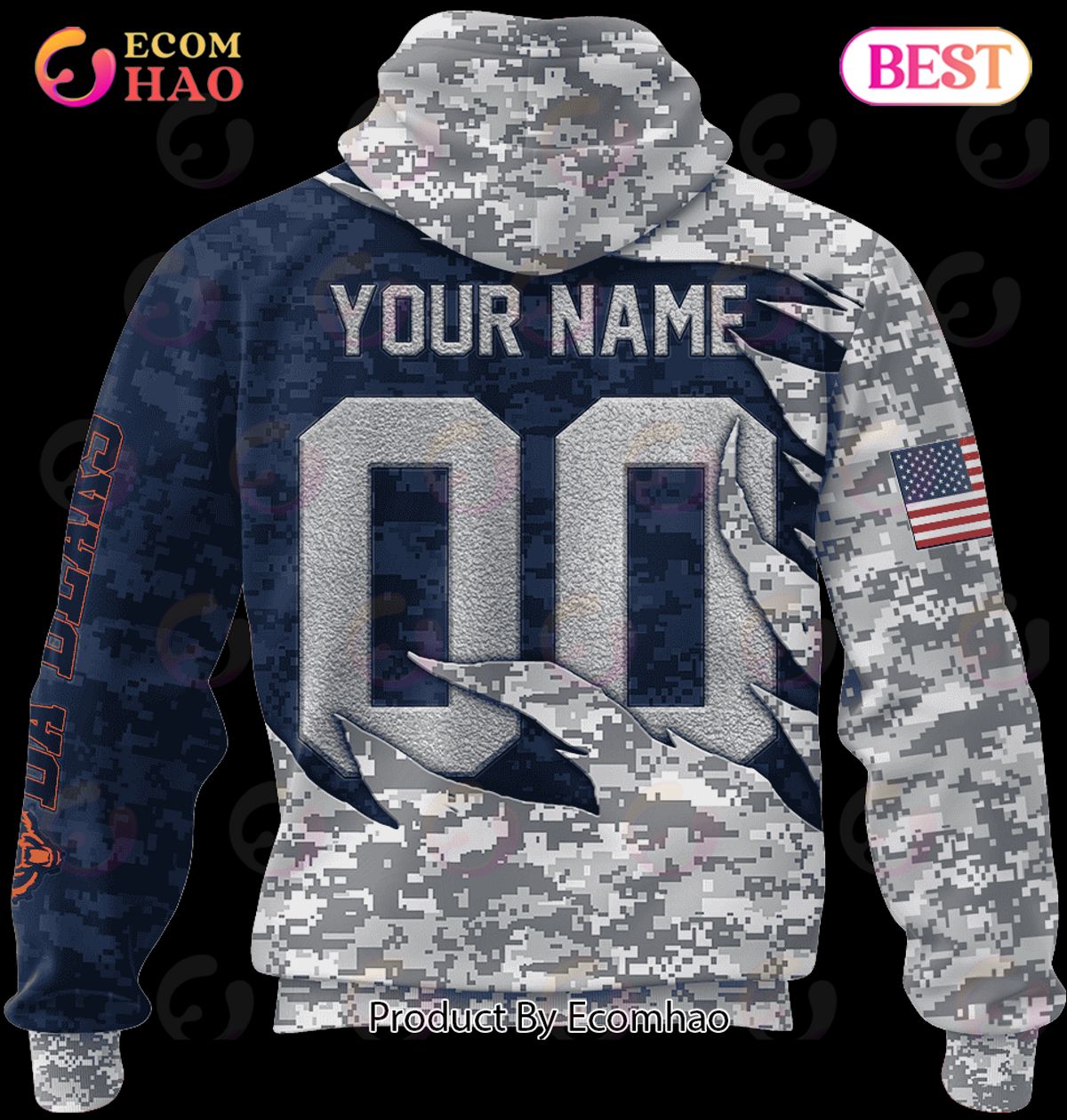 NFL Chicago Bears Camo US 3D Hoodie