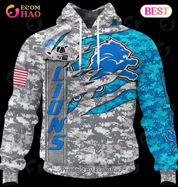 NFL Detroit Lions Camo US 3D Hoodie
