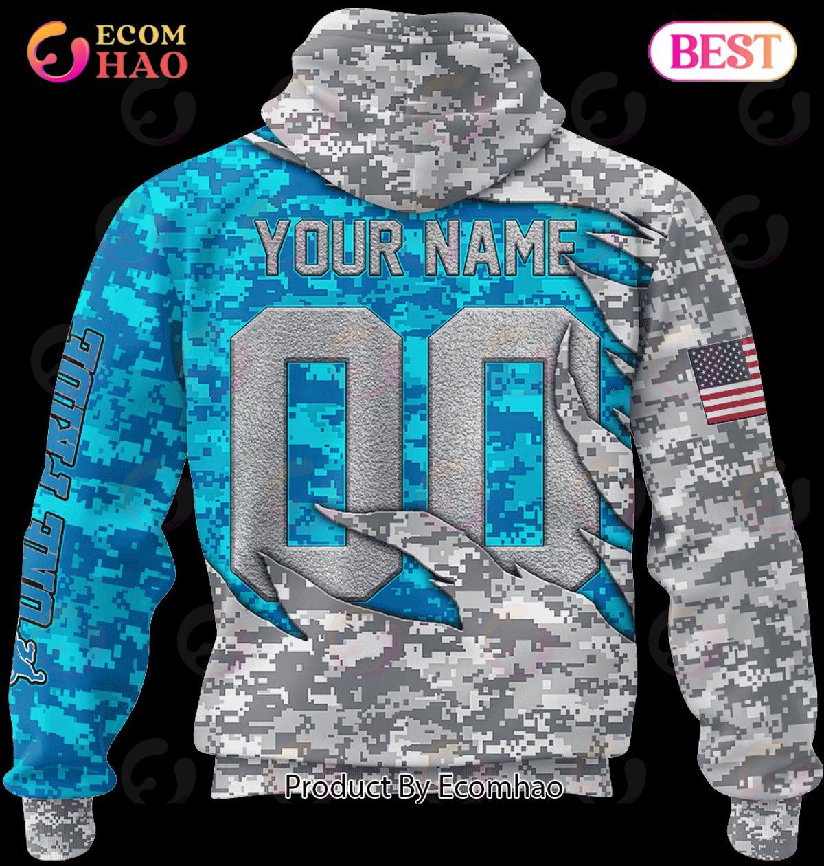 NFL Detroit Lions Personalized Your Name Hungting Camo Style 3D Hoodie,T  Shirt, Sweatshirt, Zipper - Ecomhao Store