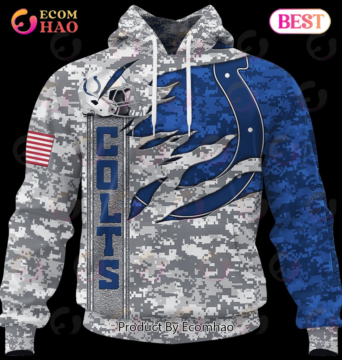 NFL Indianapolis Colts Camo US 3D Hoodie