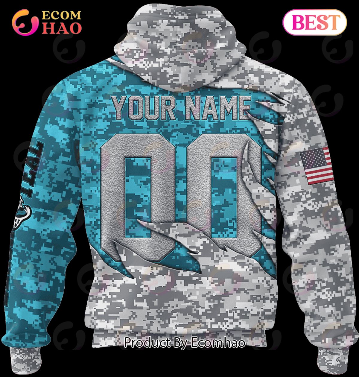 NFL Jacksonville Jaguars Camo US 3D Hoodie