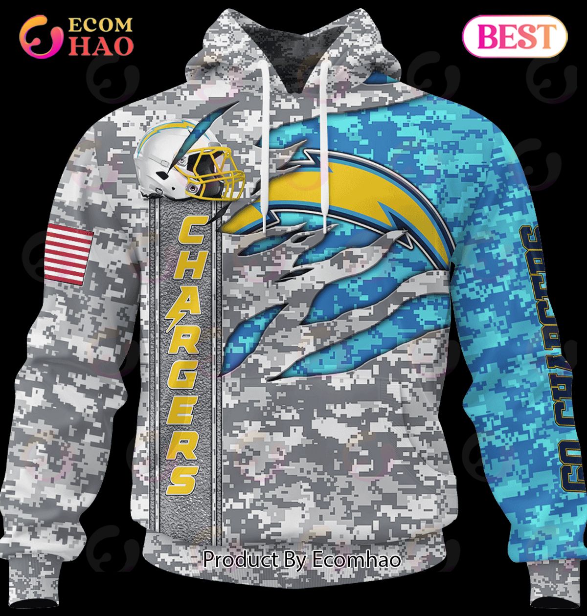 NFL Los Angeles Chargers Camo US 3D Hoodie