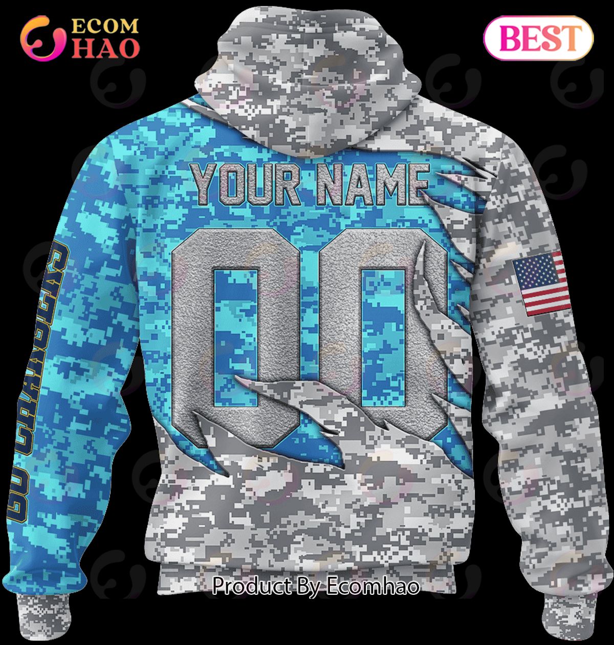 NFL Los Angeles Chargers Camo US 3D Hoodie