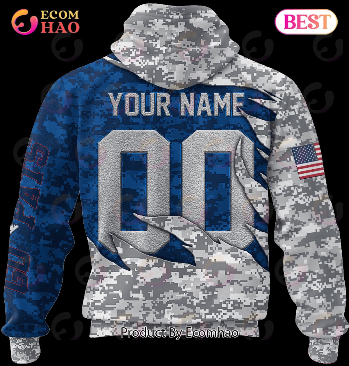 NFL New England Patriots Camo US 3D Hoodie