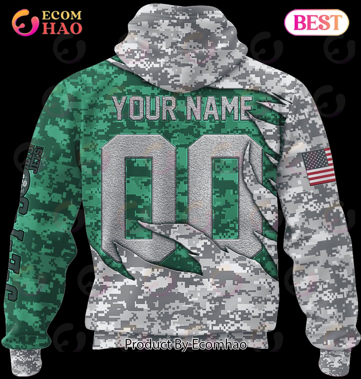 NFL New York Jets Camo US 3D Hoodie