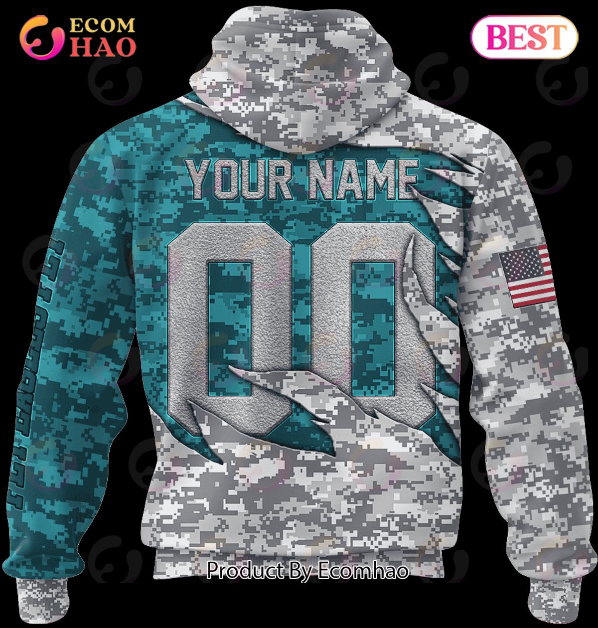 NFL Philadelphia Eagles Camo US 3D Hoodie