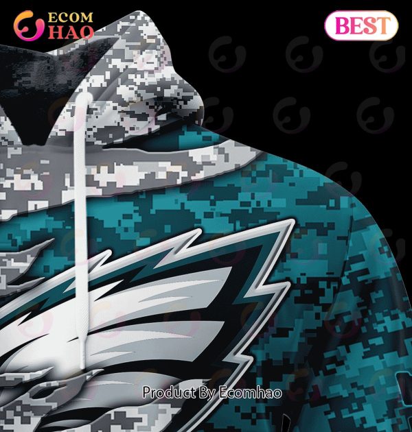 Philadelphia Eagles Logo Colors 3d Hoodie Camo NFL Football 3d