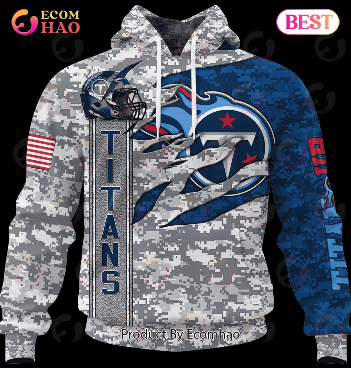 NFL Tennessee Titans Camo US 3D Hoodie