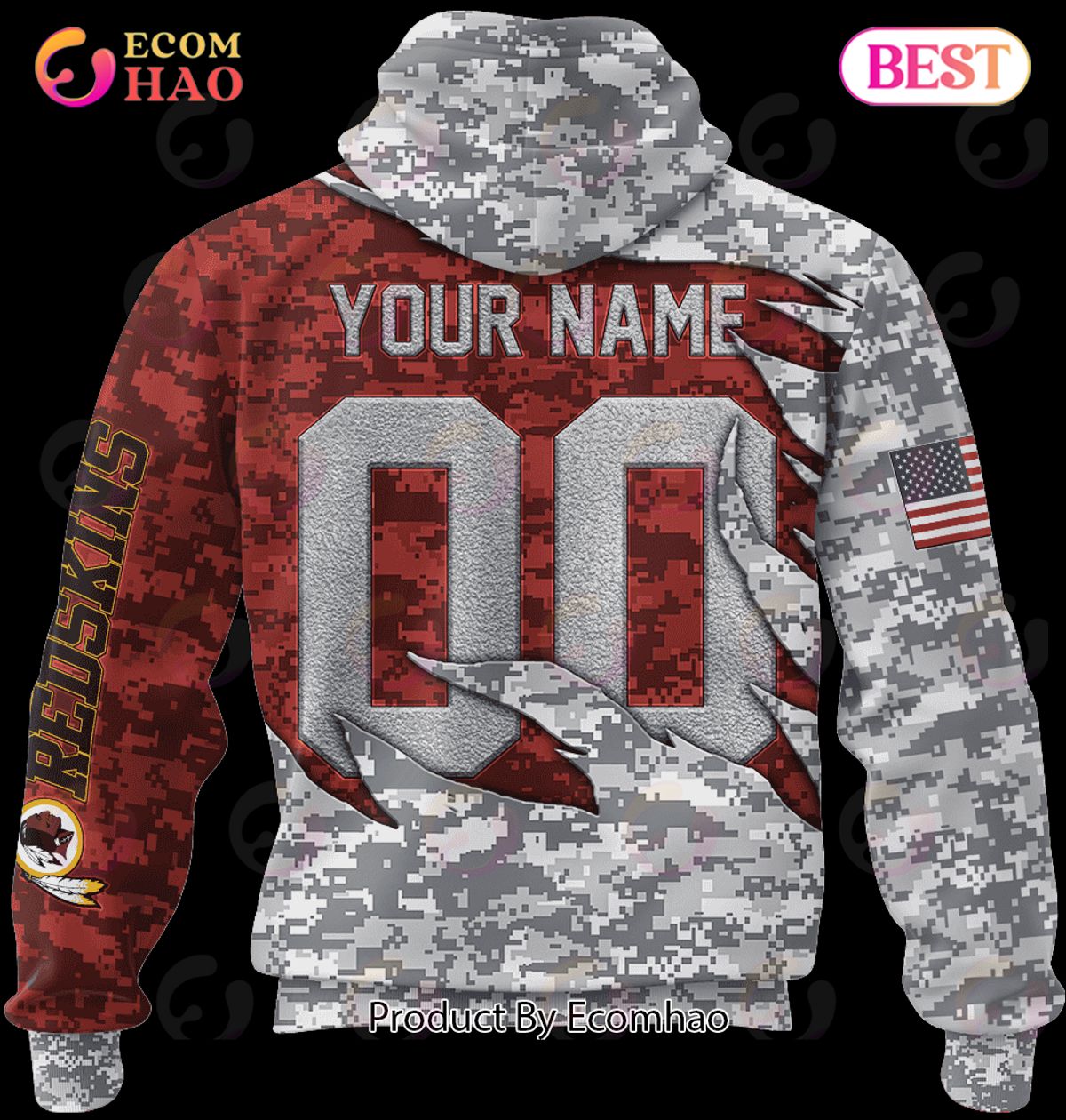 NFL Washington Commanders Camo US 3D Hoodie