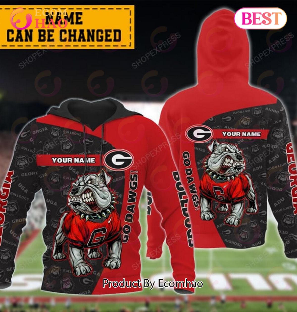 Georgia Bulldogs Pullover Hoodie Without Pocket Custom Name