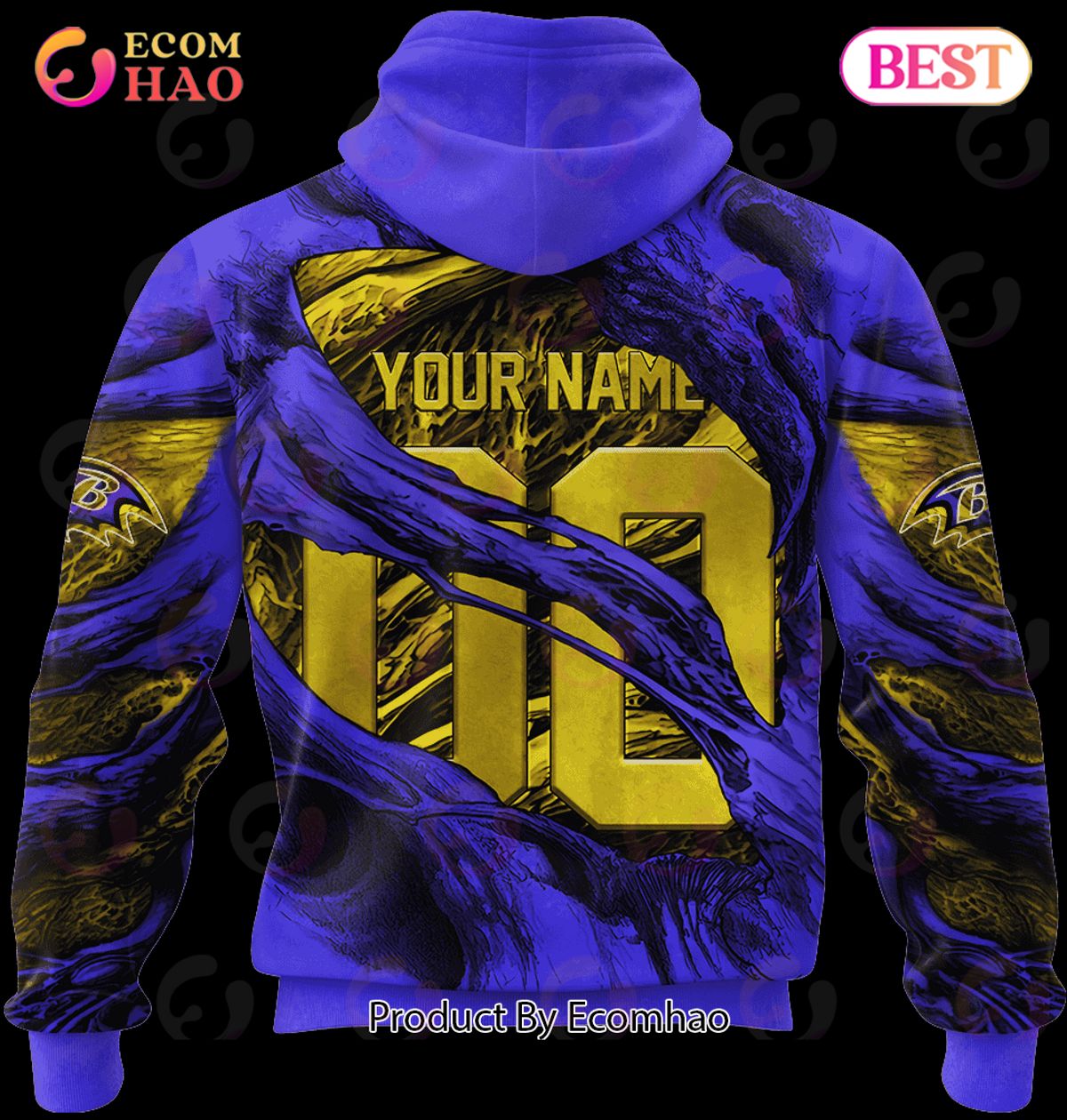 NFL Baltimore Ravens Demon Eyes 3D Hoodie