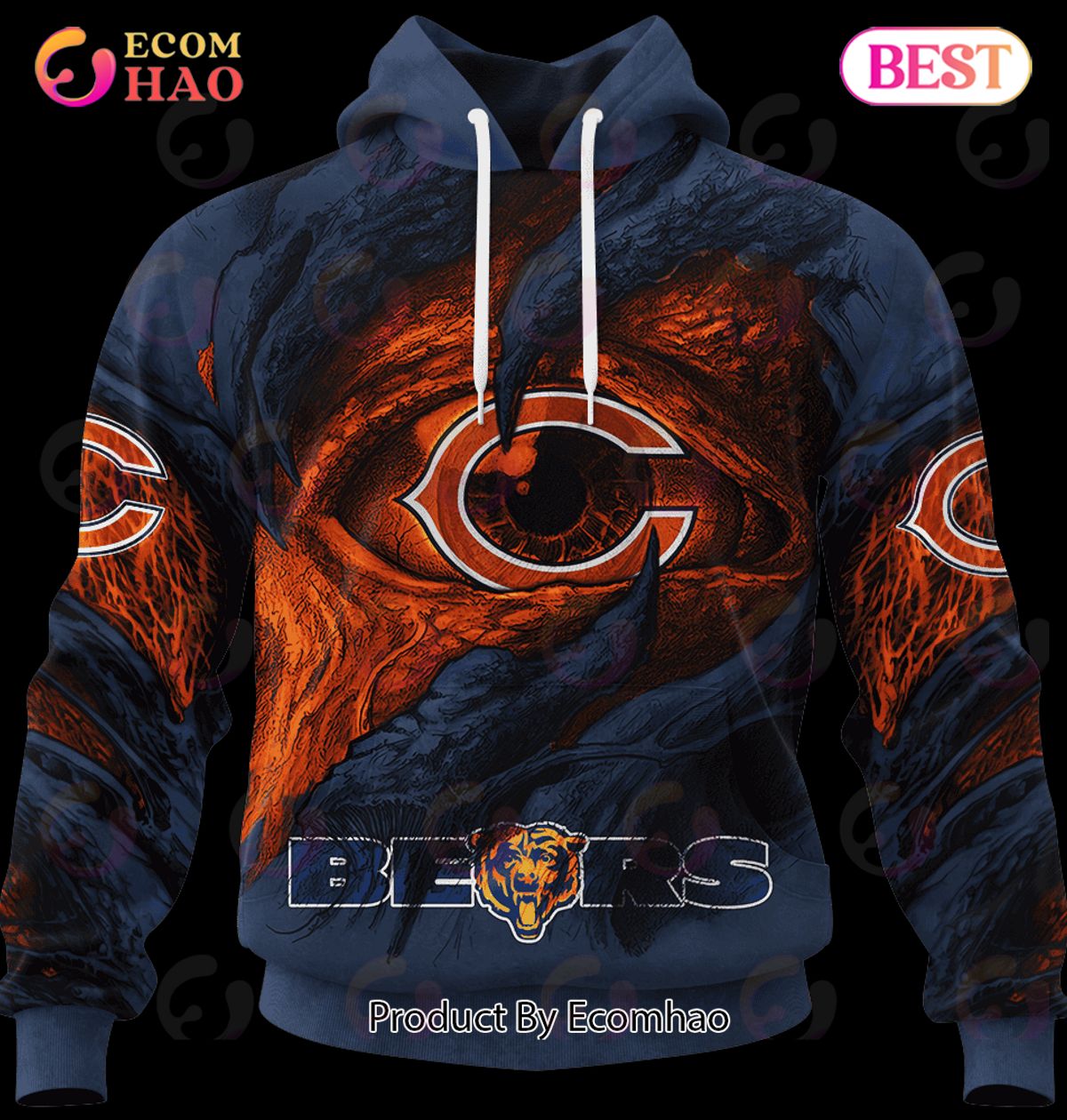 NFL Chicago Bears Demon Eyes 3D Hoodie