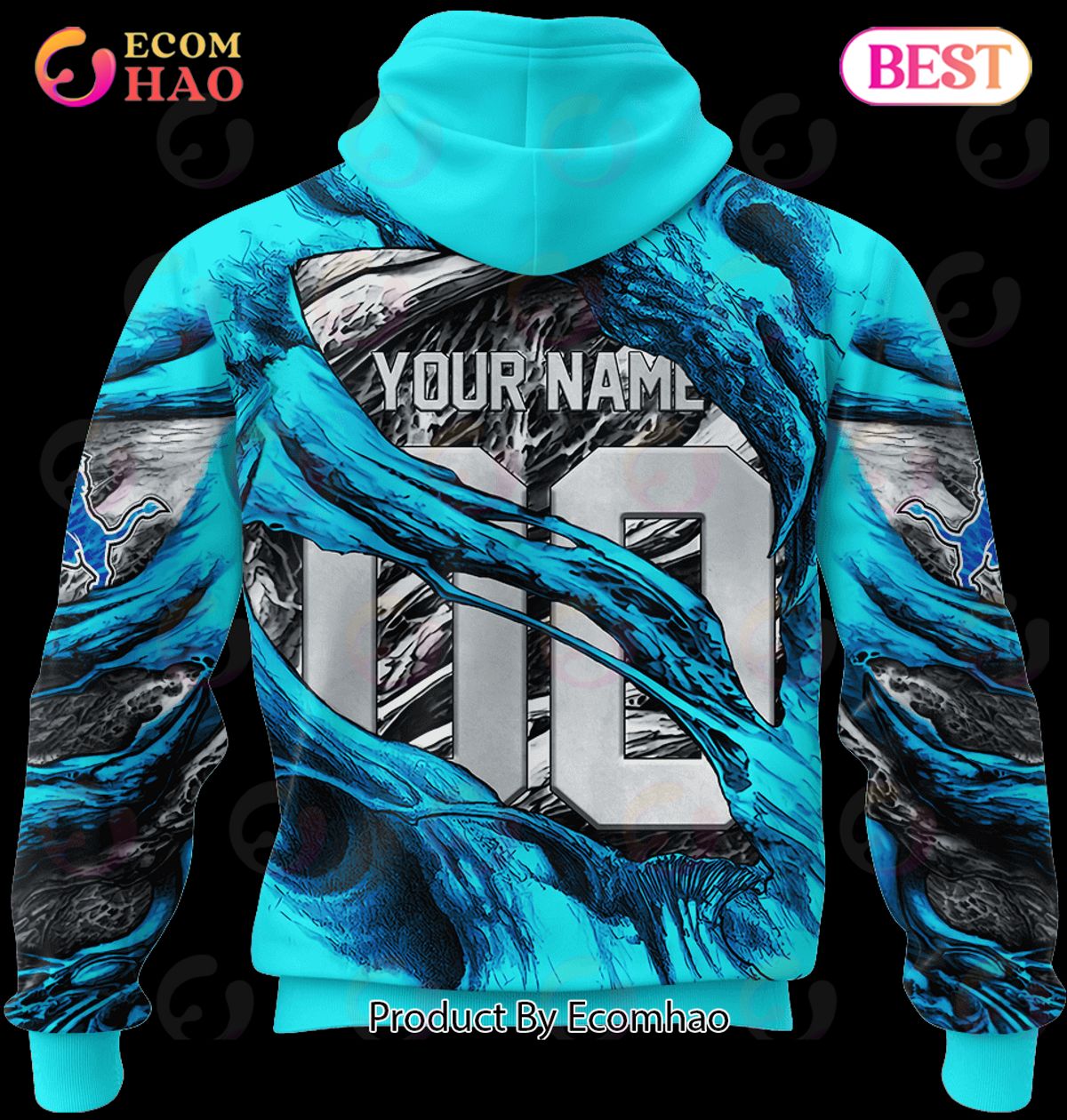 NFL Detroit Lions Demon Eyes 3D Hoodie