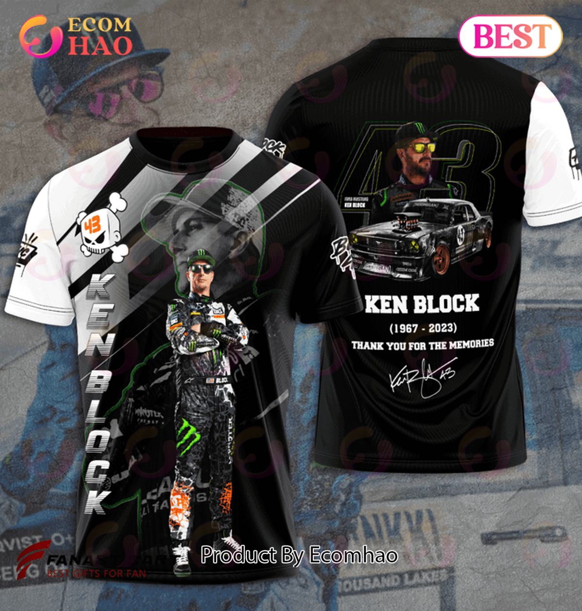 3D Apparels Ken Block 1967 – 2023 Thank You For The Memories T-Shirt