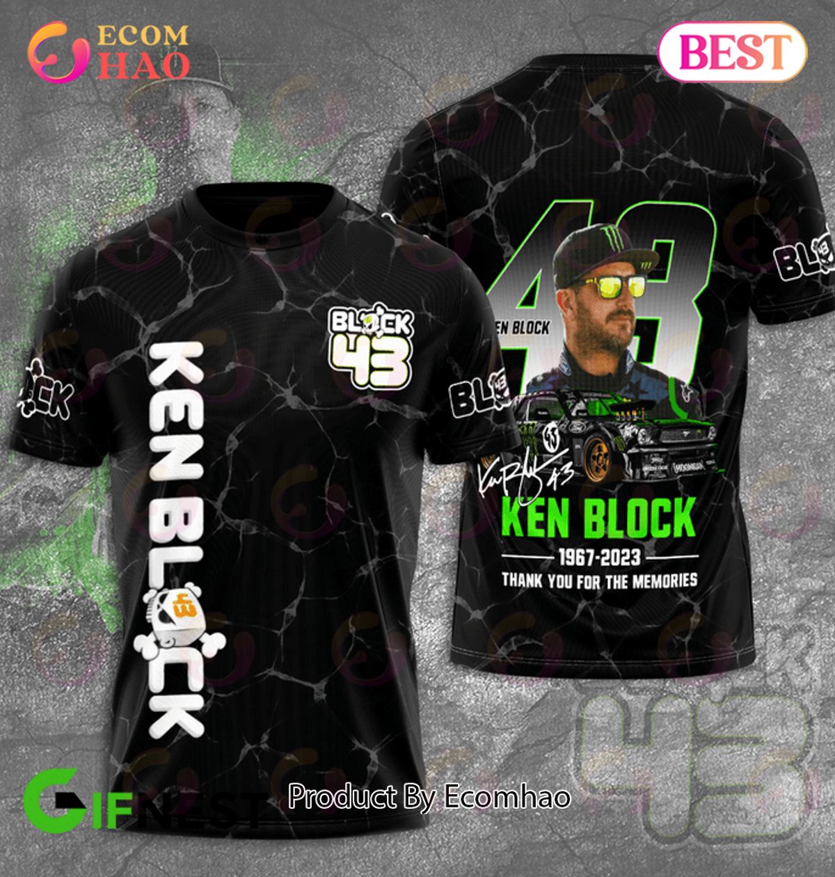 Block 43 Thank You For The Memories Ken Block 1967 – 2023 3D T-Shirt