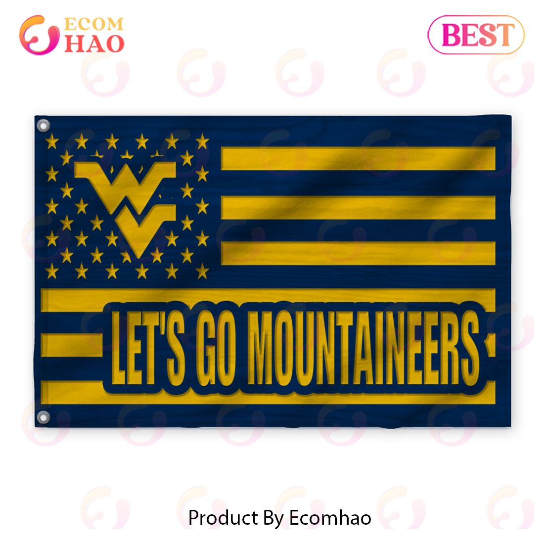 Us Football West Virginia Mountaineers Flag 3D