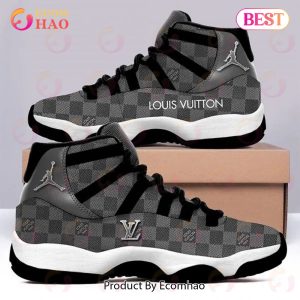 Best Louis Vuitton Grey Air Jordan 11 Sneakers Shoes Hot 2023 LV Gifts Unisex