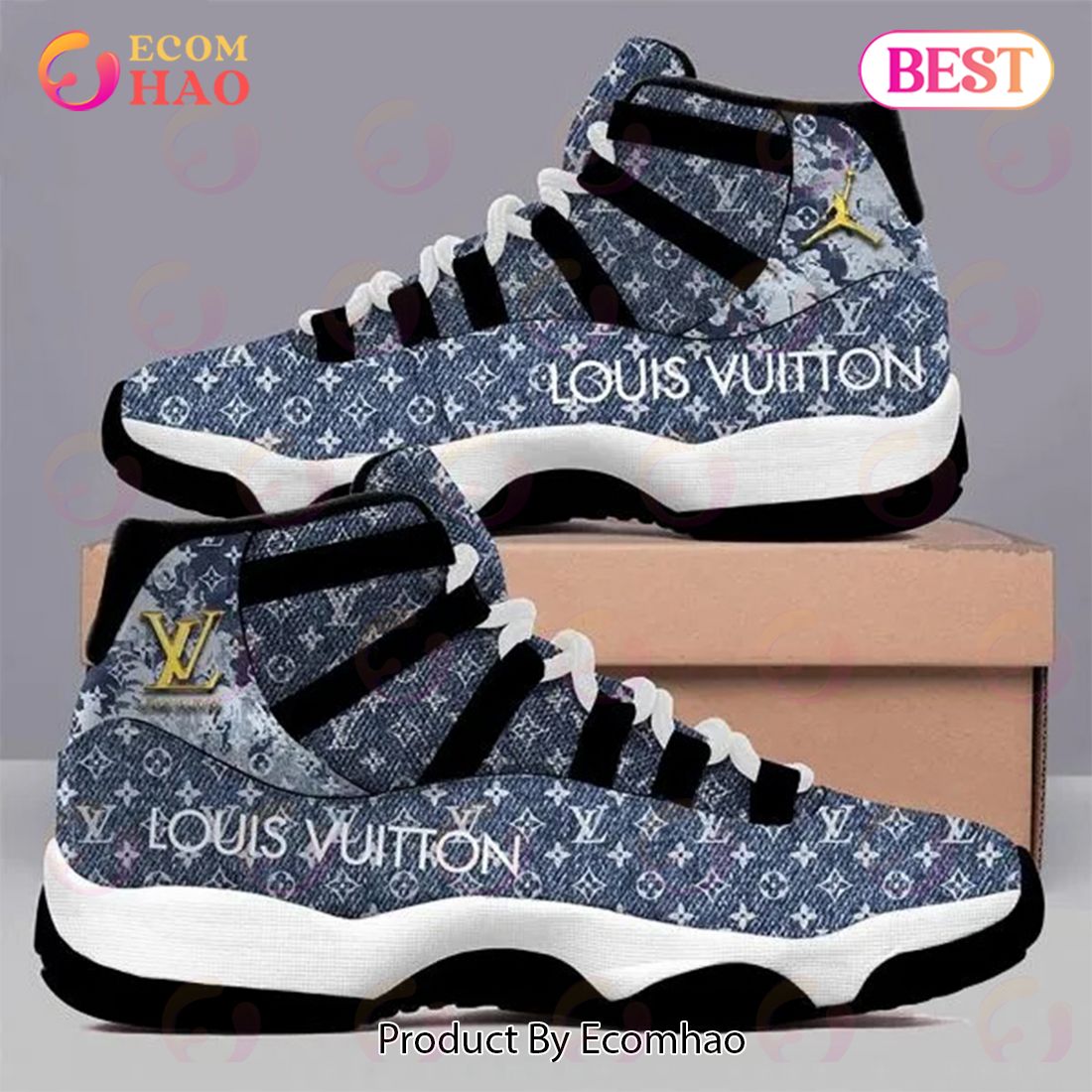Blue Monogram Louis Vuitton Air Jordan 11 Sneakers Shoes Hot 2023 LV Gifts Unisex
