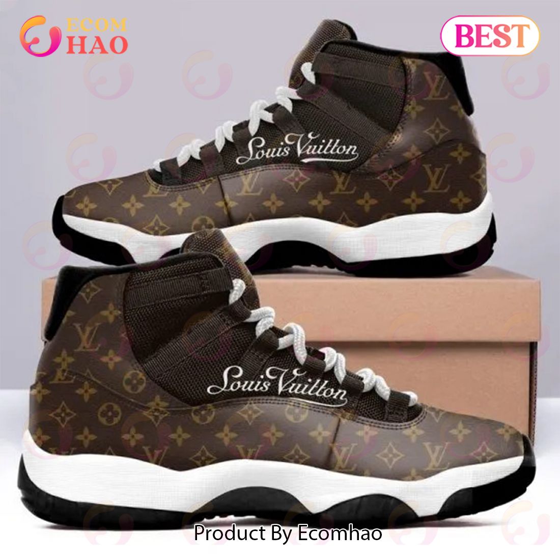 Brown Louis Vuitton Air Jordan 11 Sneakers Shoes Hot 2023 LV Gifts Unisex