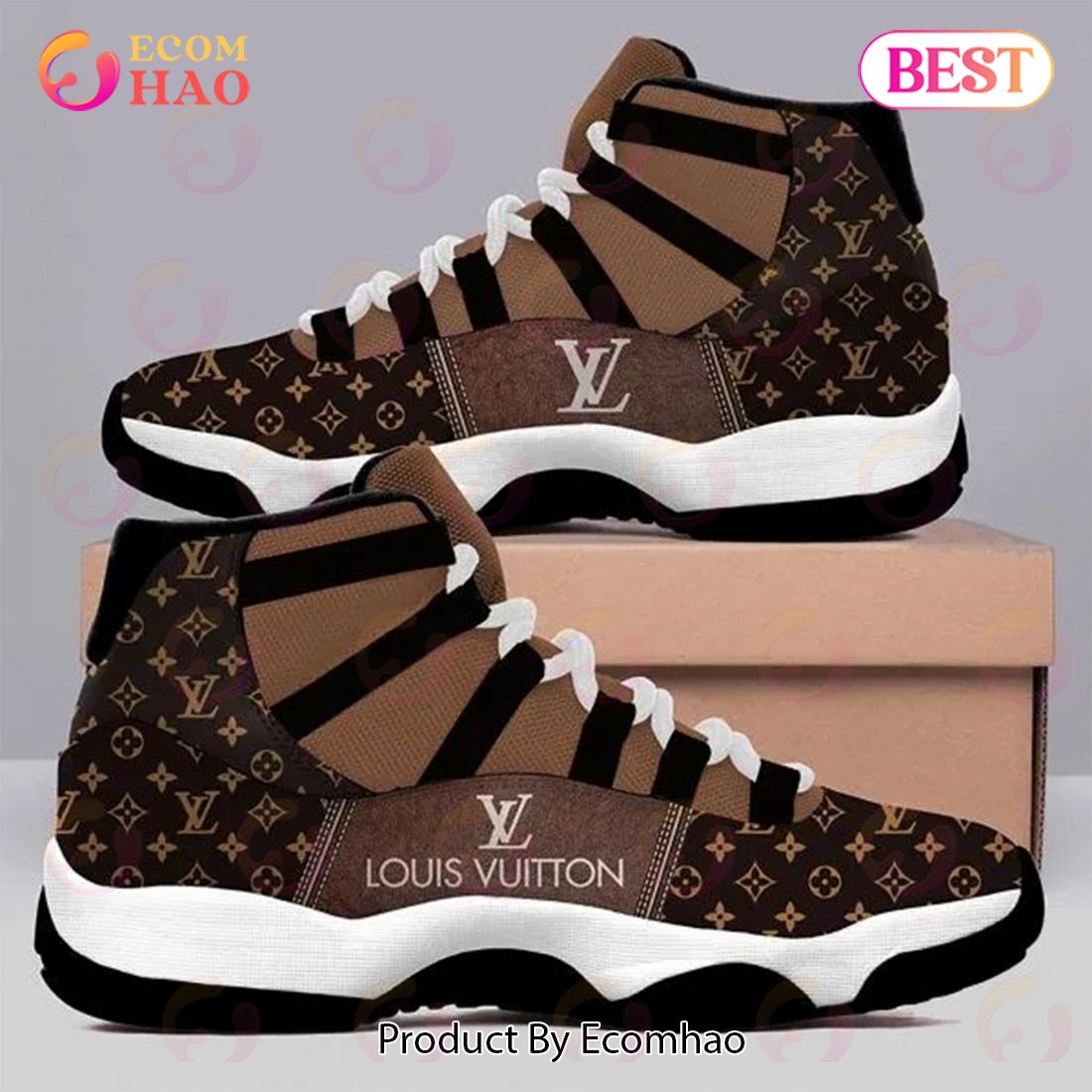 Louis Vuitton Black Monogram Air Jordan 11 Sneakers Shoes Hot 2023 LV Gifts Unisex